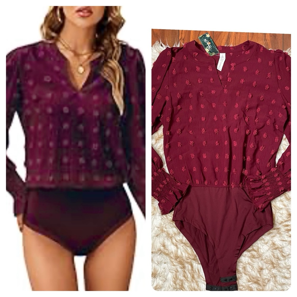 Blooming Jelly maroon raised dot bodysuit